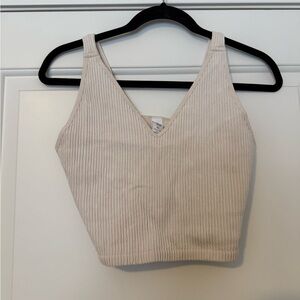 90 Degree By Reflex Cream Ribbed Crop Top
